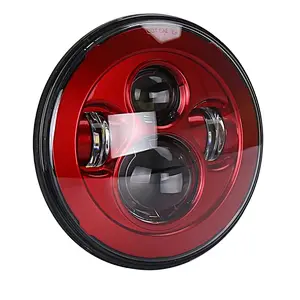 OVOVS 7 inch Red LED Headlights for Lada Urban 4x4 SUV Wrangler JK