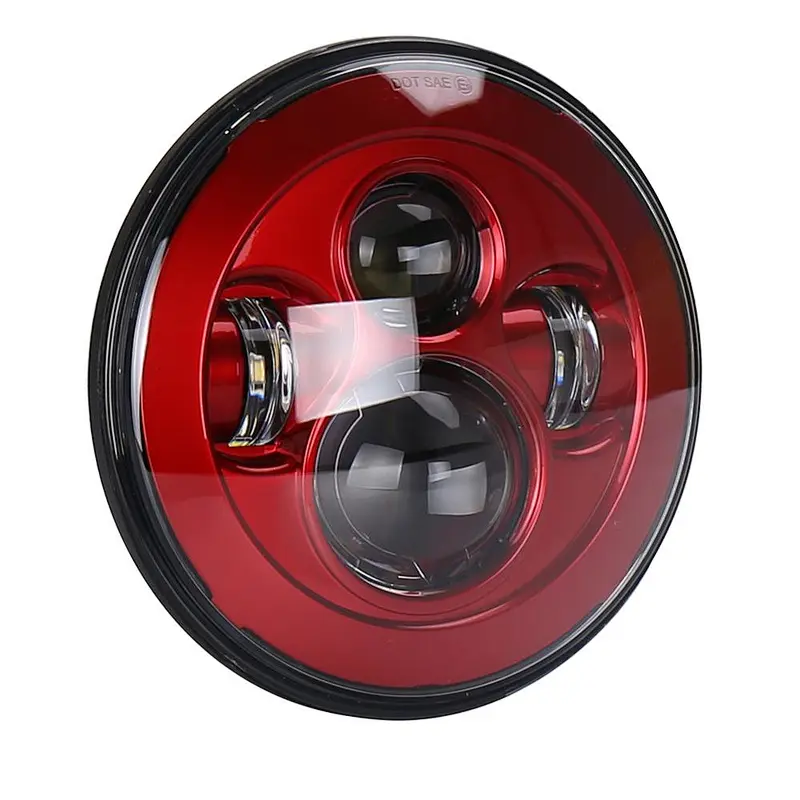 OVOVS 7 inch Red LED Headlights for Lada Urban 4x4 SUV Wrangler JK