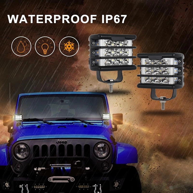 36W Led Work Light 4inch 12V dc car work light 2 Sides Strobe Dual Color Wide Beam dual Side Shooter Driving Work Light