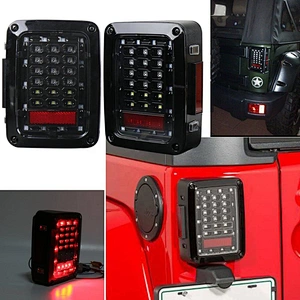 OVOVS Clear Lens LED Tail Light Rear Light with Turn Signal Running Brake Reverse for 2007-2017 JK JKU