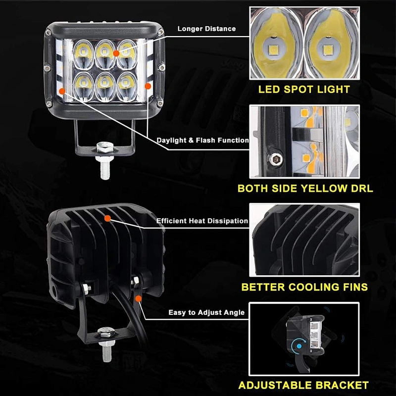 OVOVS 4inch side shooter work light 30W flashing strobe LED driving light for trucks off road vehicle 4x4