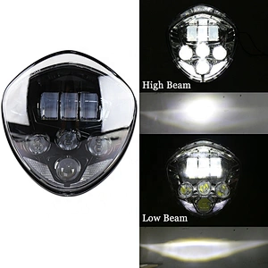 OVOVS Black 60W LED Headlight with High/Low Beam White DRL 12V Motorcycle Headlamp for Victory Cross Road Country