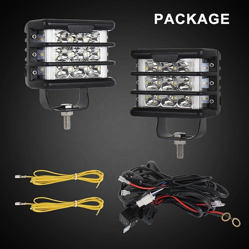 36W Led Work Light 4inch 12V dc car work light 2 Sides Strobe Dual Color Wide Beam dual Side Shooter Driving Work Light