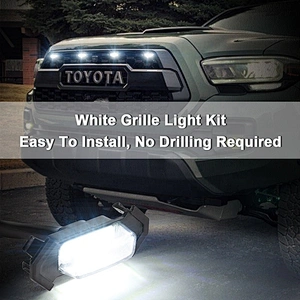 OVOVS 4PCS White LED Grille Lights With Fuse Adapter Fit for TACOMA TRD Grille 2016 2017 2018
