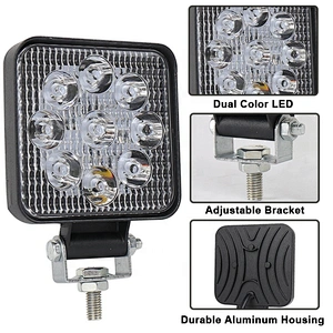 OVOVS 3.5Inch Square 27w LED Work Light 12v LED Strobe Work Light for Offroad SUVs