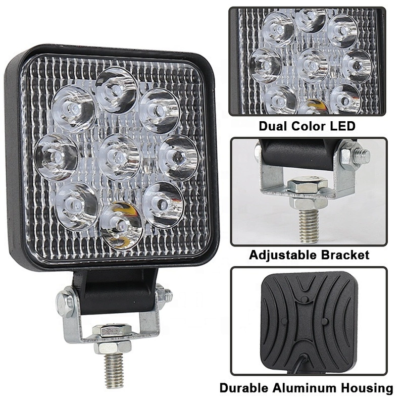 OVOVS 3.5Inch Square 27w LED Work Light 12v LED Strobe Work Light for Offroad SUVs