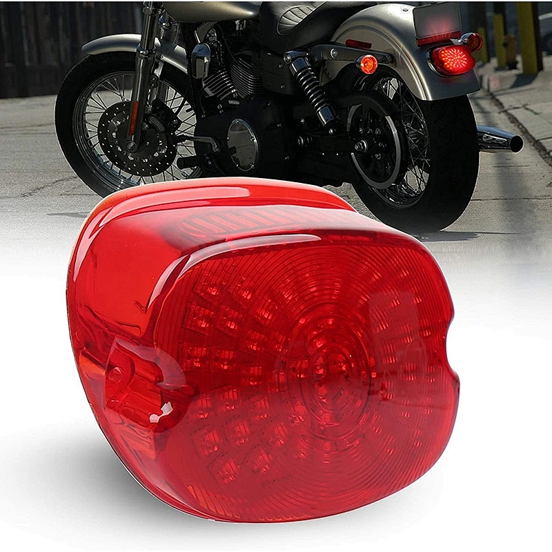 OVOVS Motorcycle Tail Light Red Lens Lay down Style Tail Light 12v for Harley Sportster 883 1200 Dyna FXD Road King