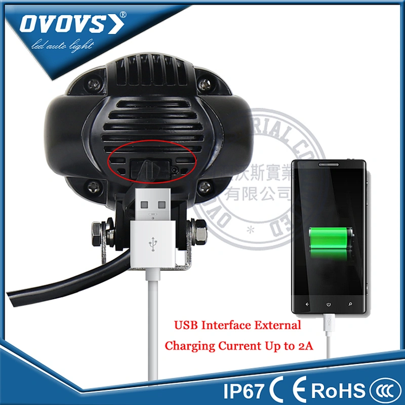 Ovovs auto parts super bright 20w LED Auxiliary lighting with USB for motorcycles