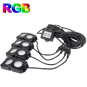 4pods app bluetooth 12V rgb led rock light 18W led under car rock light for 4x4 offroad, SUV, Trucks