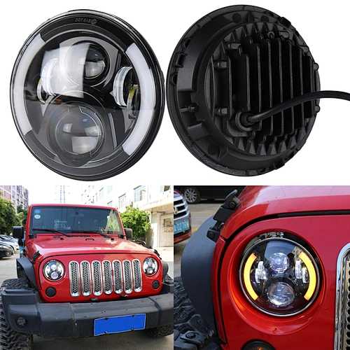 OVOVS 7 inch LED Headlights  with White DRL Amber Turn Signal Lights for Lada Urban 4x4 SUV Wrangler JK