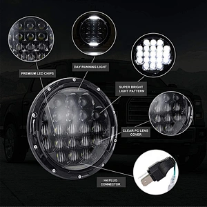 OVOVS 84w High Power Drl H4 5D Lens 7inch Round Led Headlight for Jeep JK TJ LJ CJ