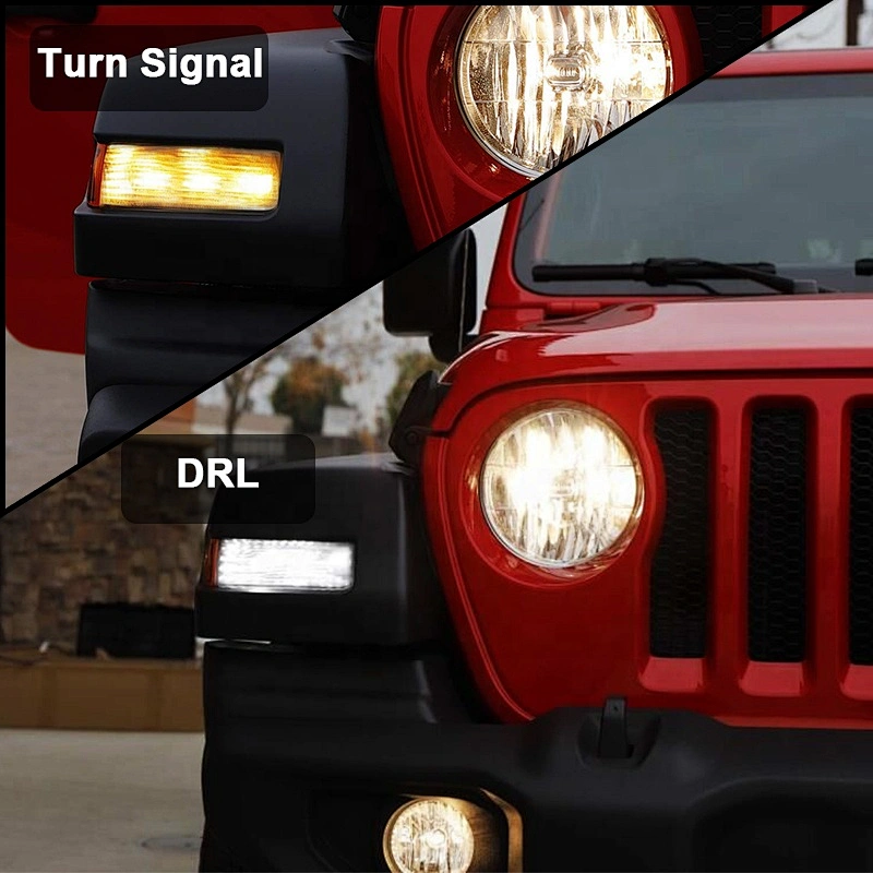 OVOVS Newest JL Amber Turn Signal White DRL 12V Led Turn Signal Light Fit for 2018+ Jeep Wrangler JL
