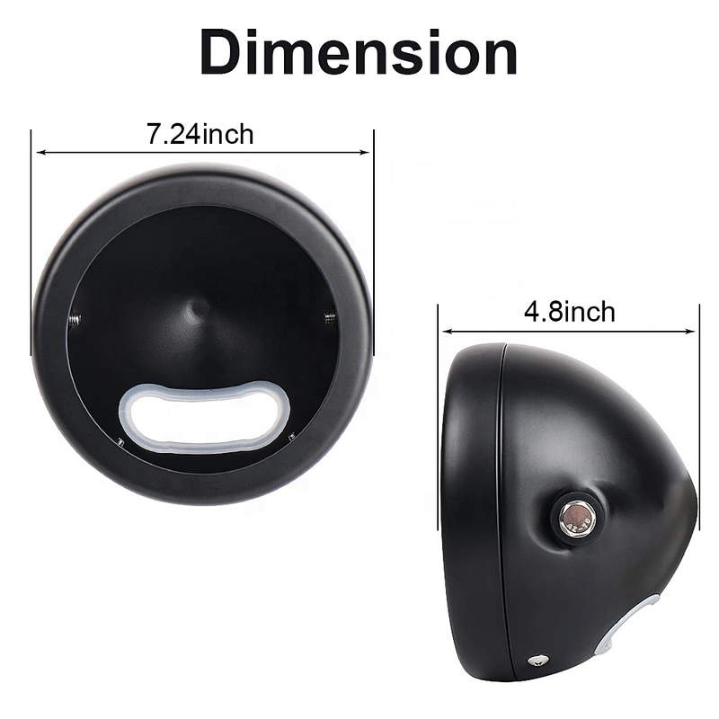 OVOVS 5.75 Inch Headlight Housing Aluminum Black Motorcycle 5.75