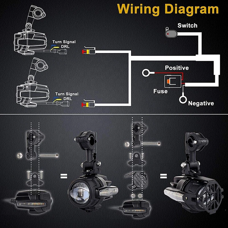 OVOVS 40W Motorcycle Auxiliary Fog Light 12V DRL Turn Signal Auxiliary Light for BMW Motorcycle