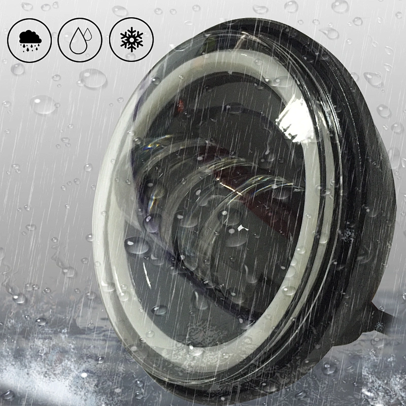 OVOVS 4.5 inch Round LED Fog Lights with White Halo DRL Angle Eye for Harley Davidson Motorcycle