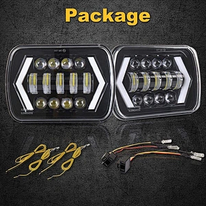 OVOVS Off Road 5x7inch 55w Rectangular LED Headlight with DRL Turn Signal for Jeep YJ Trucks