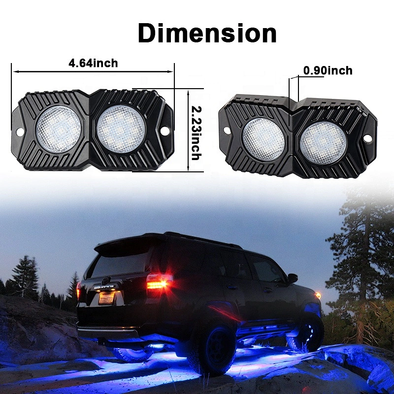 OVOVS 8 pods Bluetooth controlled RGB led rock light 8 mini RGB trucks lights led under car light