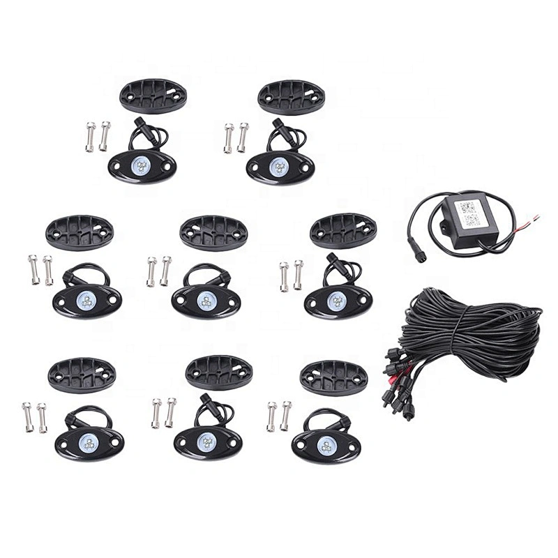 OVOVS 4 6 8 12 Pods LED Waterproof Rock Light RGB Multicolor APP Bluetooth Control Car Underbody RGB Led Rock Light