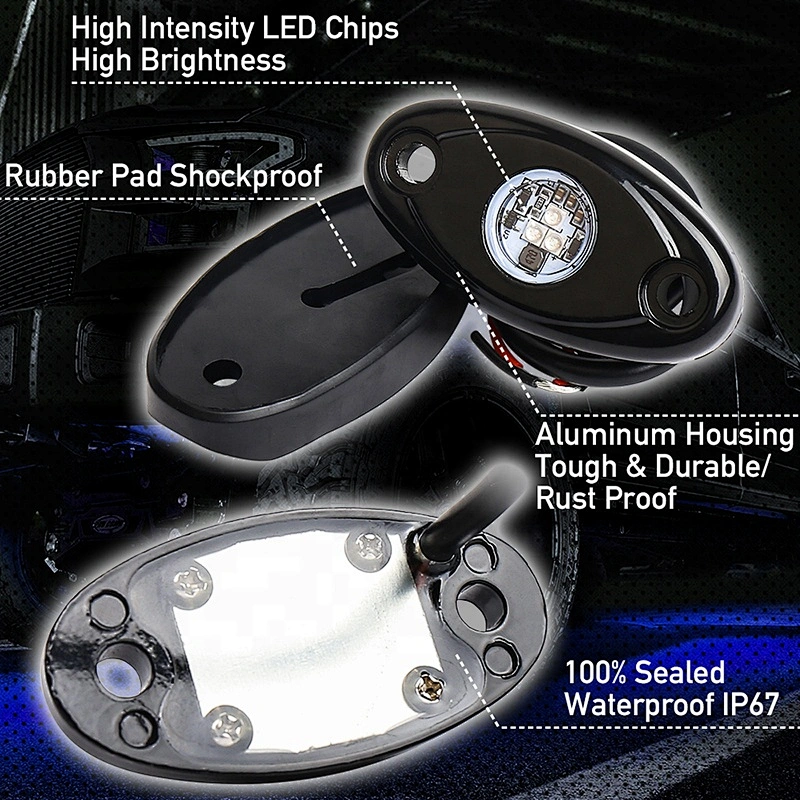 OVOVS 2Inch Led Underglow Lights Mini Trucks Lights Blue Led Rock Lights