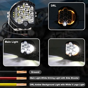 OVOVS 5Inch led Round Work Light 50w White Amber Work light Off-road Driving Light for Jeep