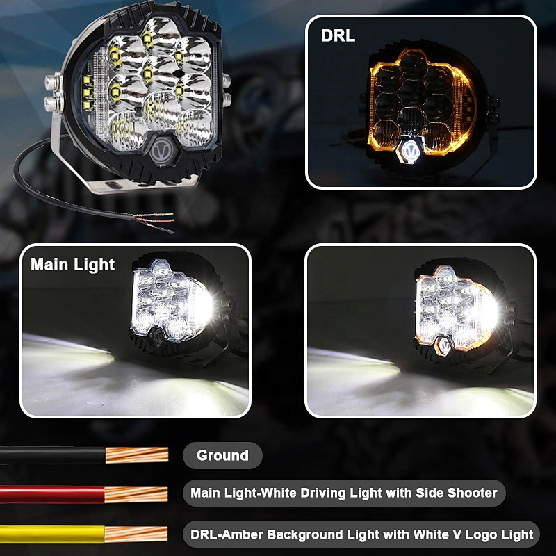 OVOVS 5Inch led Round Work Light 50w White Amber Work light Off-road Driving Light for Jeep