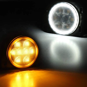 OVOVS Amber Front LED Side Marker Light with White Halo Jk Fender Flare Turn Signal for Jeep JK