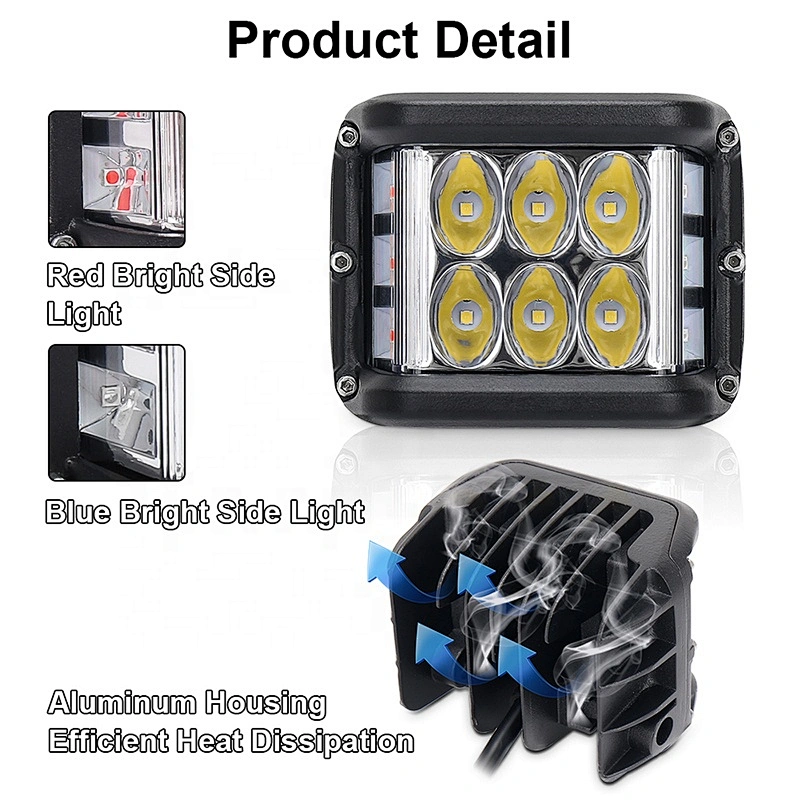 OVOVS 30W Side Shooter Led Work Light 4 Inch Cube Work Light Pod 4x4 Off-Road Driving Light 10-30V