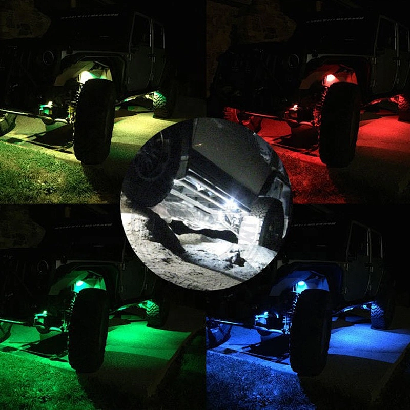 OVOVS 9W 2 inch Aluminum LED Rock Light with Multiple Color Under Light Flashing, Music Mode for Underglow Off Road Trucks