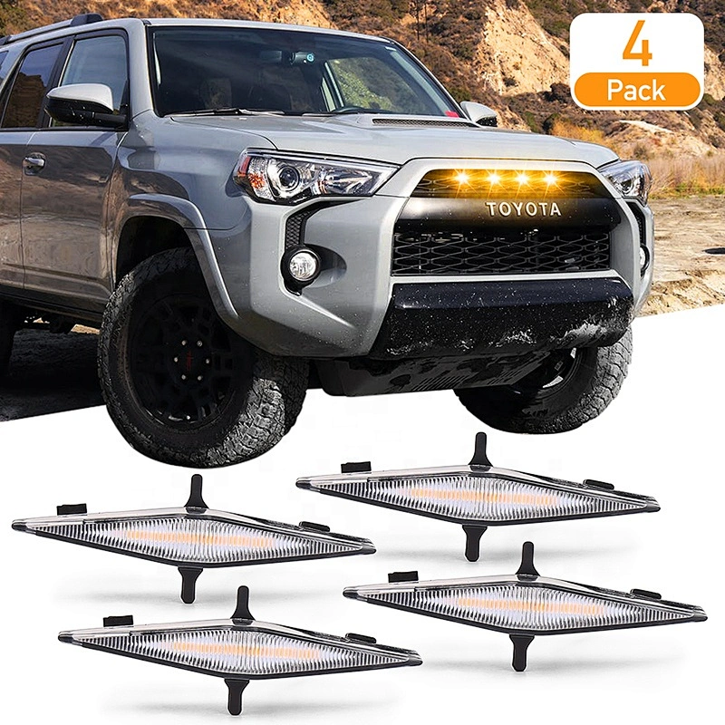 OVOVS 12v Amber Grille Lights Diamond Shape Grill Front Light for Toyota 4Runner TRD Pro Grille