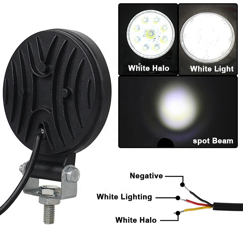 OVOVS 3 Inch 27W Mini LED Work Light with White Halo Work Light for 4x4 ATV UTV