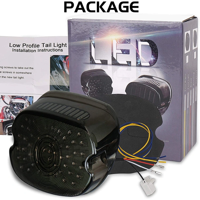 OVOVS Smoked Brake Light Motorcycle Tail Light 12v for Harley Dyna Sportster