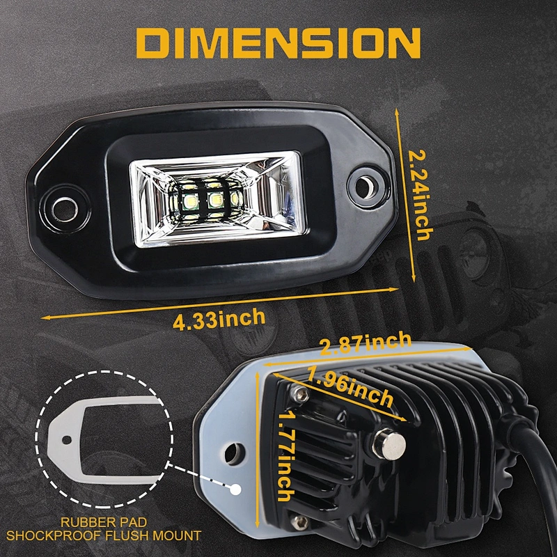 OVOVS Latest 20W LED Work Light 4 Inch 9-30V Flood Beam Work Lights for Off-Road Vehicle Work Light