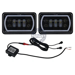 OVOVS Off Road 4x6 Truck LED Headlight with RGB Halo High/Low Beam Bluetooth Remote Control for Jeep Chevrolet Ford Truck