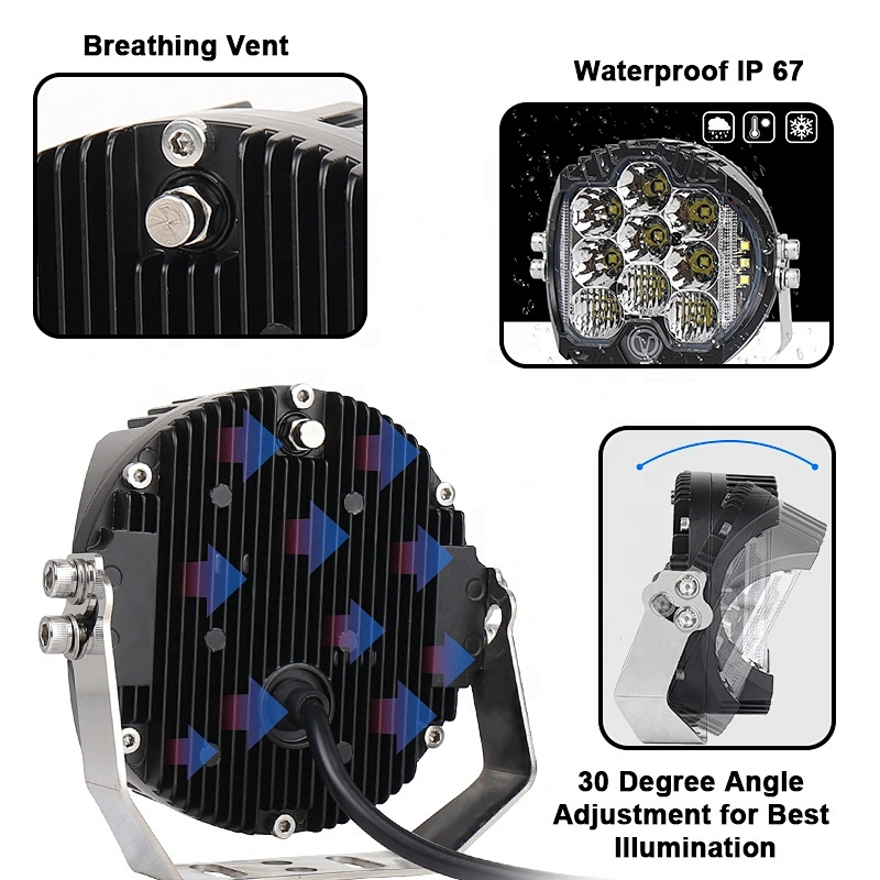 OVOVS 5Inch led Round Work Light 50w White Amber Work light Off-road Driving Light for Jeep