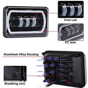 OVOVS 4PCS Square Headlights 4x6