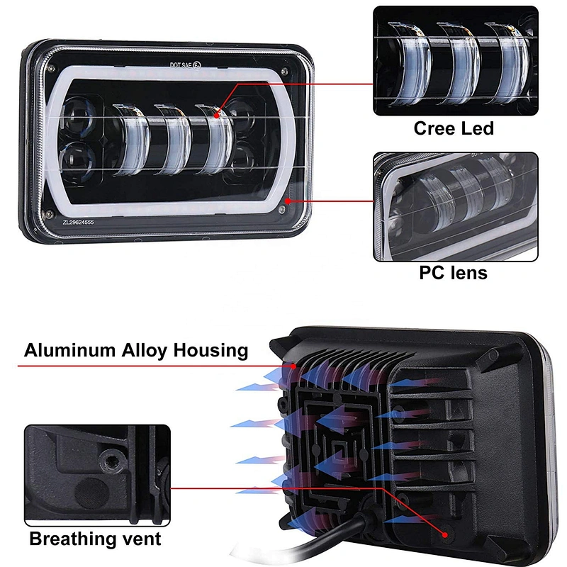 OVOVS 4PCS Square Headlights 4x6
