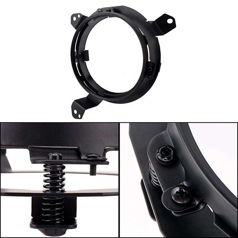 OVOVS New Round Stainless Steel Omni-Directional Adjustment Headlight Ring Mounting Brackets for 2018-2019 Jeep Wrangler JL