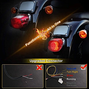 OVOVS Motorcycle Tail Light Red Lens Lay down Style Tail Light 12v for Harley Sportster 883 1200 Dyna FXD Road King