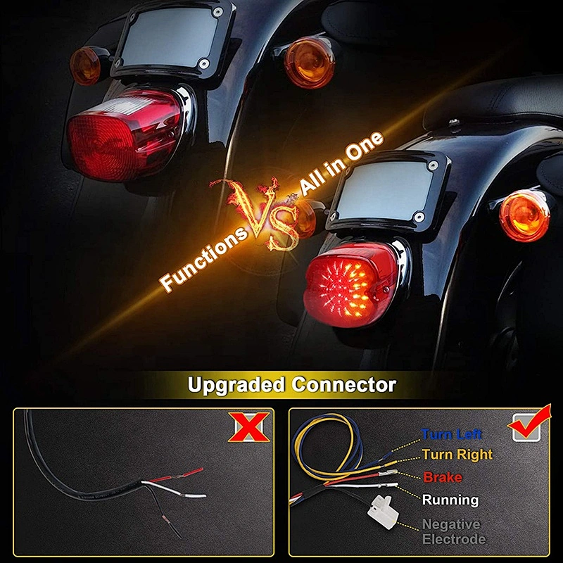 OVOVS Motorcycle Tail Light Red Lens Lay down Style Tail Light 12v for Harley Sportster 883 1200 Dyna FXD Road King
