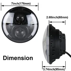 OVOVS 7 inch LED Headlights  with White DRL Amber Turn Signal Lights for Lada Urban 4x4 SUV Wrangler JK