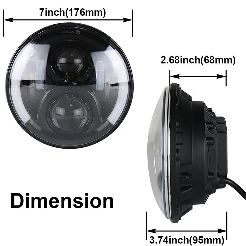 OVOVS 7 inch LED Headlights  with White DRL Amber Turn Signal Lights for Lada Urban 4x4 SUV Wrangler JK