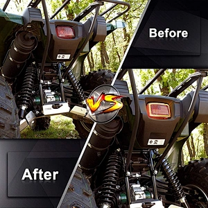 OVOVS ATV Tail Light US Flag OEM Tail Light DRL Brake Smoked TailLight for ATV UTV Yamaha Grizzly