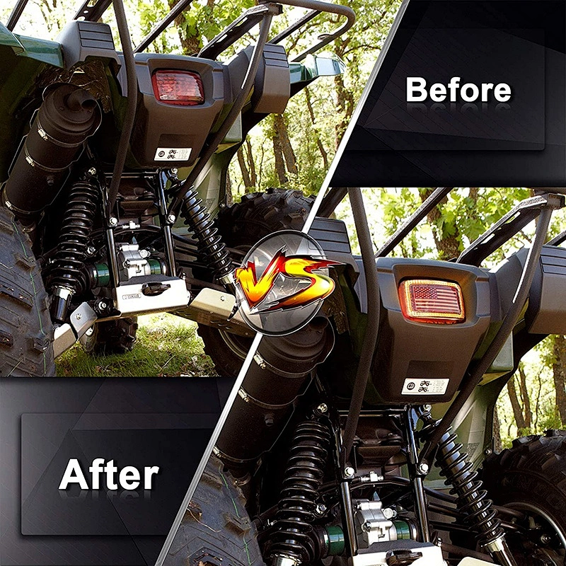 OVOVS ATV Tail Light US Flag OEM Tail Light DRL Brake Smoked TailLight for ATV UTV Yamaha Grizzly