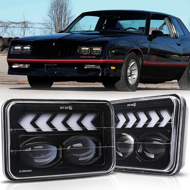 OVOVS 4x6 Inch Led Headlight 12v Square Trucks Headlights with DRL Turn Signal Light for Jeep Cherokee xj