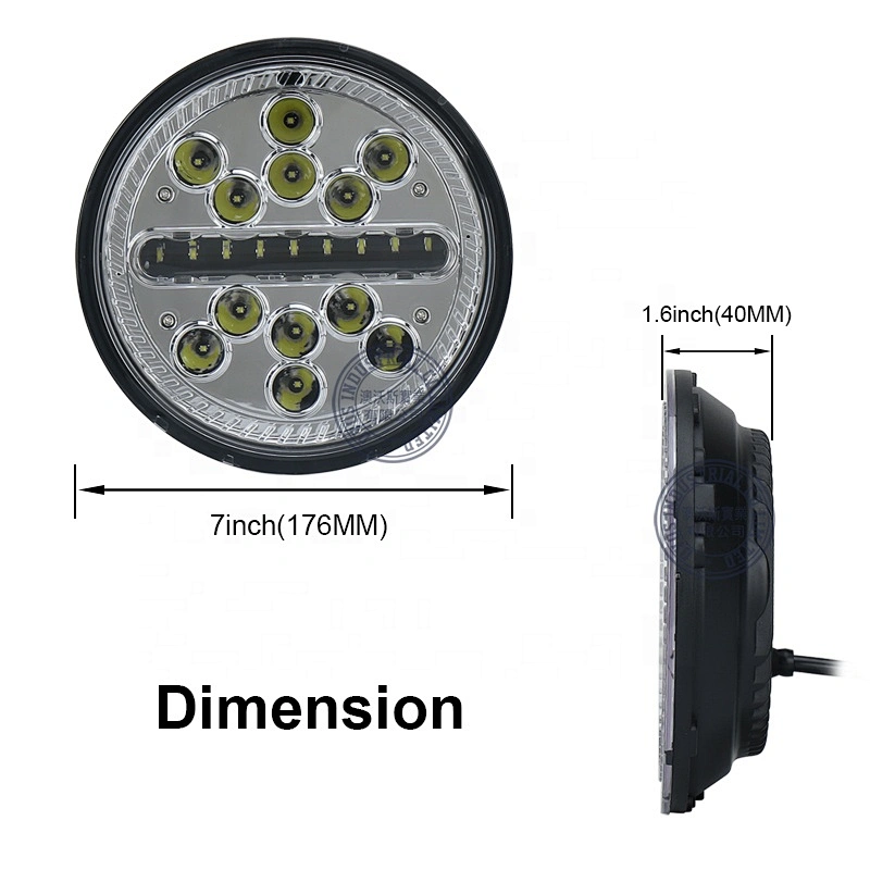 OVOVS Cheap Round 7inch headlight 63w 7'' High Low Beam Bright Headlight 12v 24v