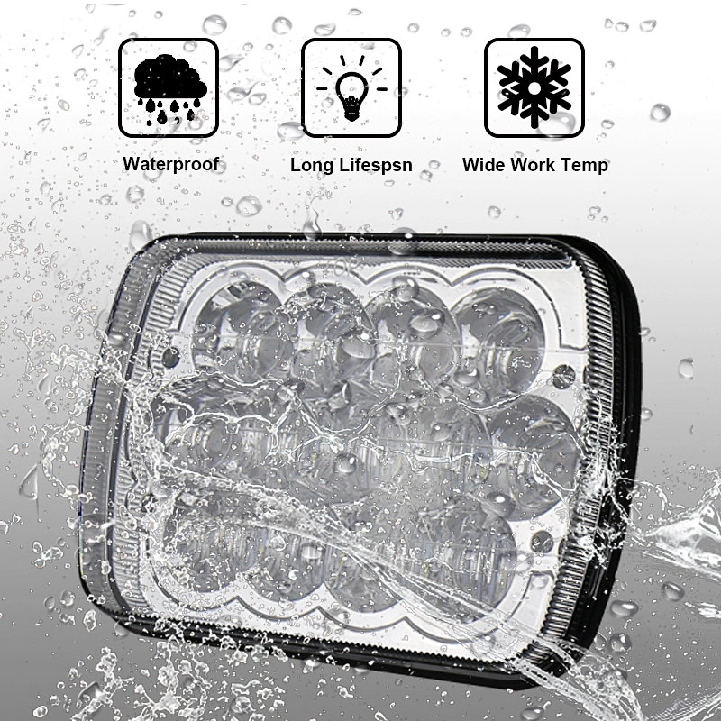 OVOVS 5x7 inch Square Headlight 65w 4D lens with High/Low Beam led headlamps Auto parts for TJ CJ YJ