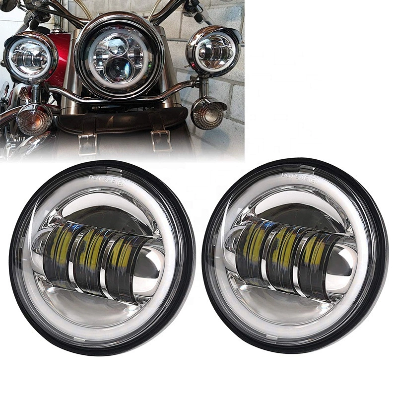 OVOVS 4.5 Inch LED Fog light 30w Motorcycle Driving Light with DRL halo for Harley