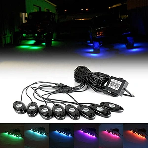 OVOVS 4 6 8 12 Pods LED Waterproof Rock Light RGB Multicolor APP Bluetooth Control Car Underbody RGB Led Rock Light