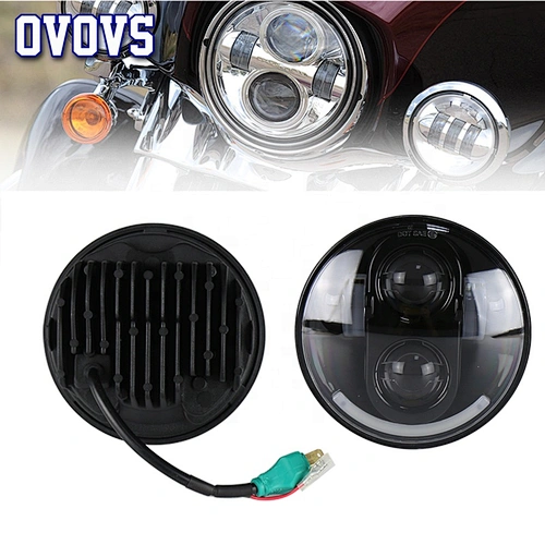 OVOVS 5.75 inch 40W LED Headlight with High/Low Beam White DRL Motorcycle Lights for Harley Davidson