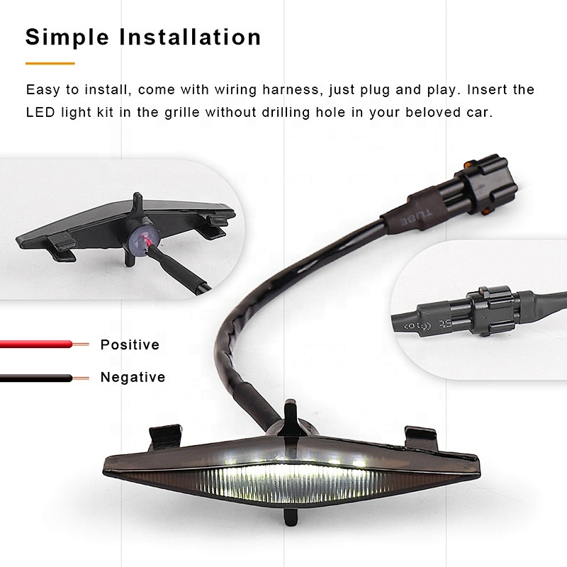 OVOVS 4-Pack Smoked Led Grille Light Kits with Fuse Wiring Harness for Toyota 4Runner TRD Pro Grille